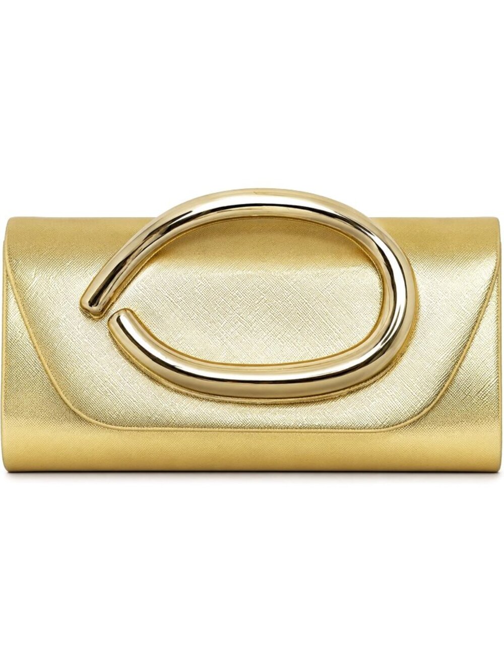 〽️ Women's Shiny Gold Metal Handle Chain Wedding Party Evening Clutch Purse